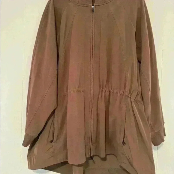 ATHLETA Rustic Beige Brown Triumph Hybrid Full Zip Hooded Jacket 2x Regular - Picture 6 of 11